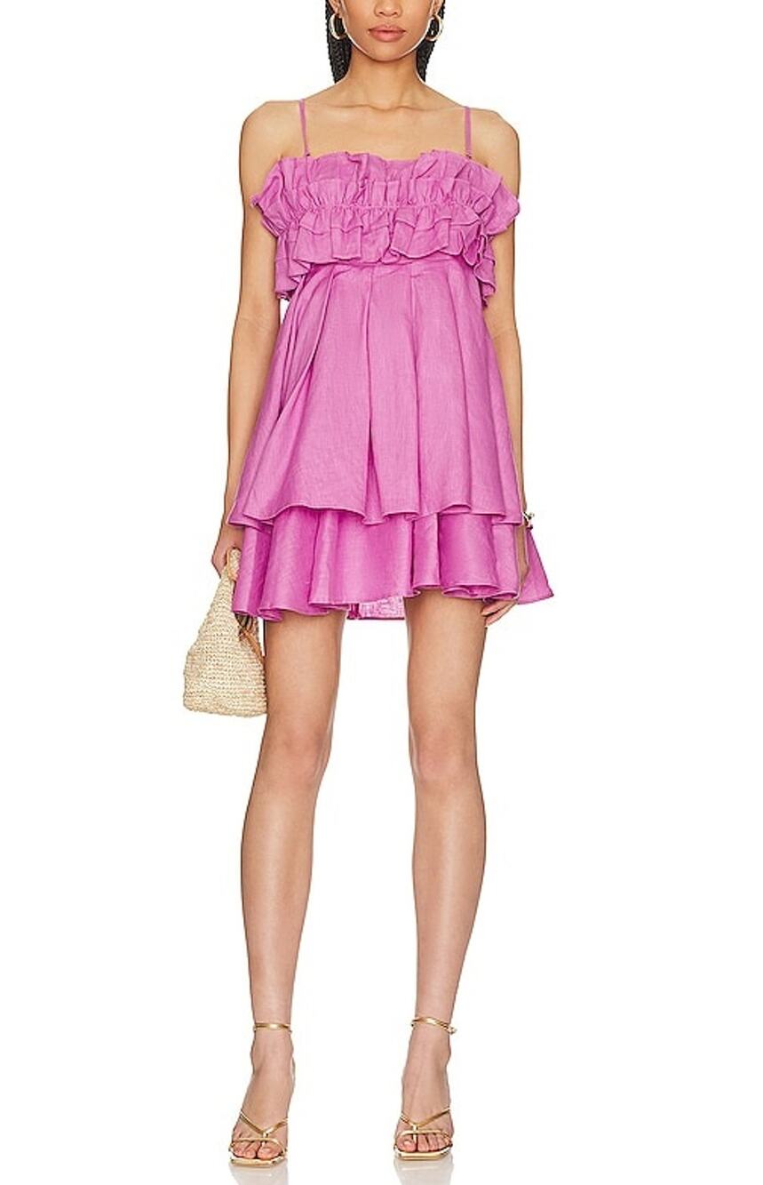Aureta Ruffled Pop Lilac Penelope Mini Dress Size XS